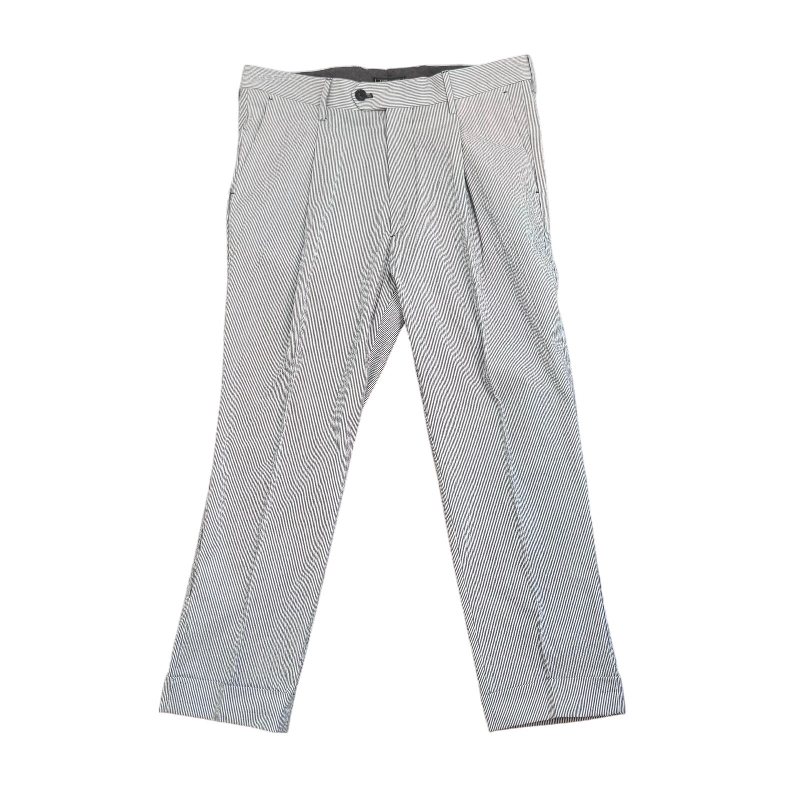 Todd Snyder Mens 33 Gray Pinstripe Seersucker Cuffed Crop Pants Kentucky Derby